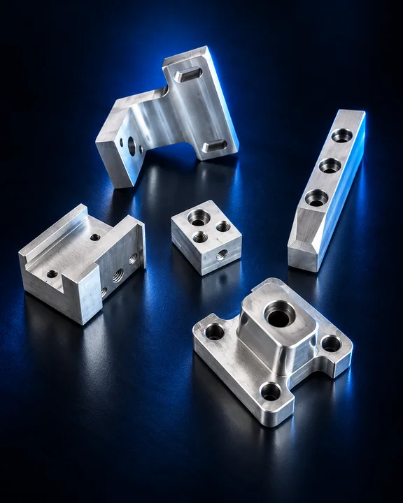Gruppo coordinato di piccoli particolari metallici lavorati, vista 1